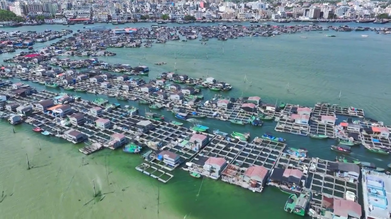 海南疍家鱼排航拍视频素材