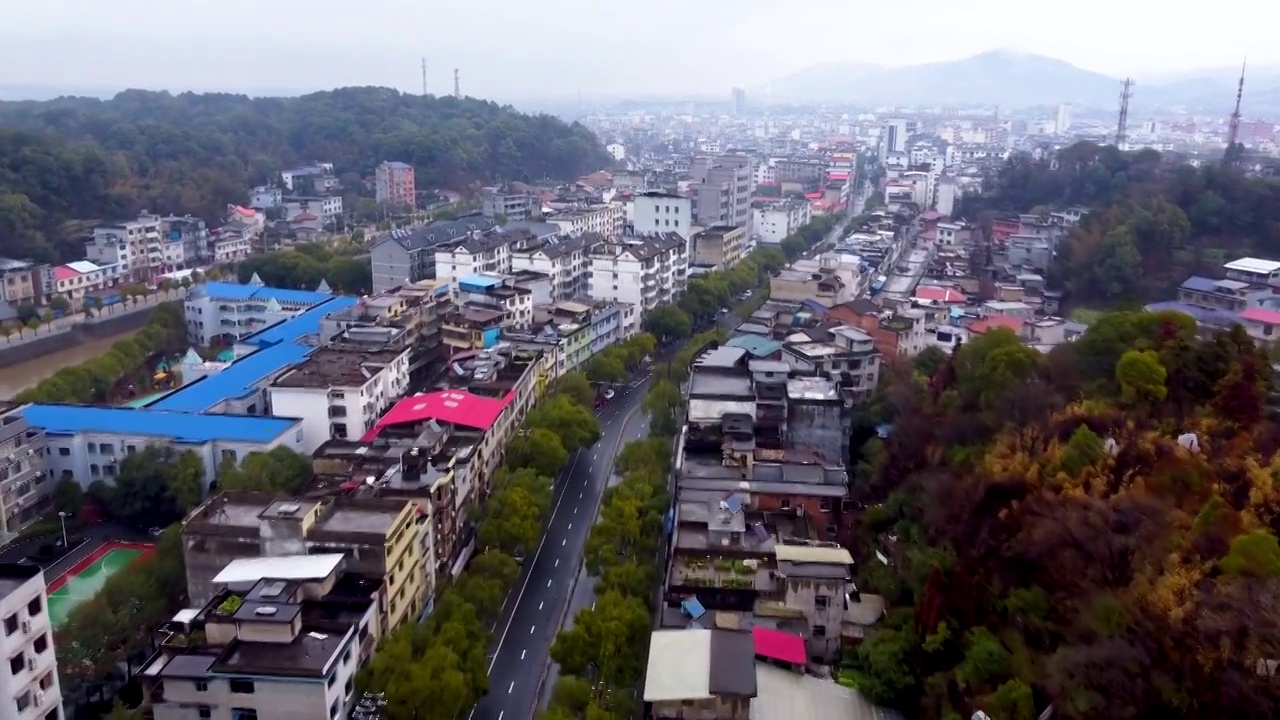 芦溪县 金顶大道 狮山公园 古城山公园 航拍视频素材