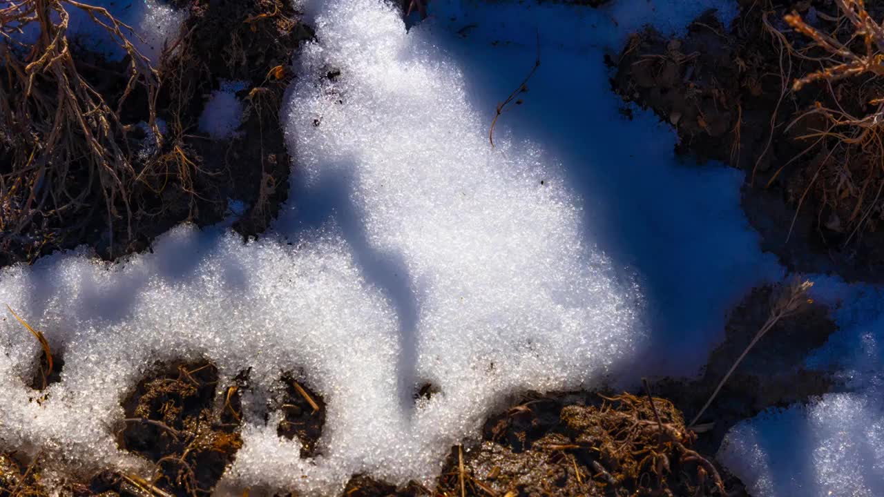 冰雪融化延时视频素材