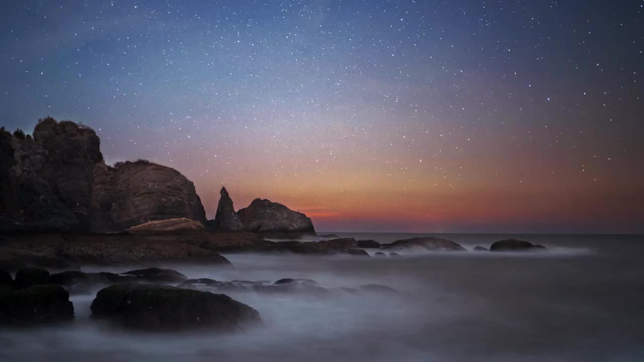 海归石星轨夜霞视频素材