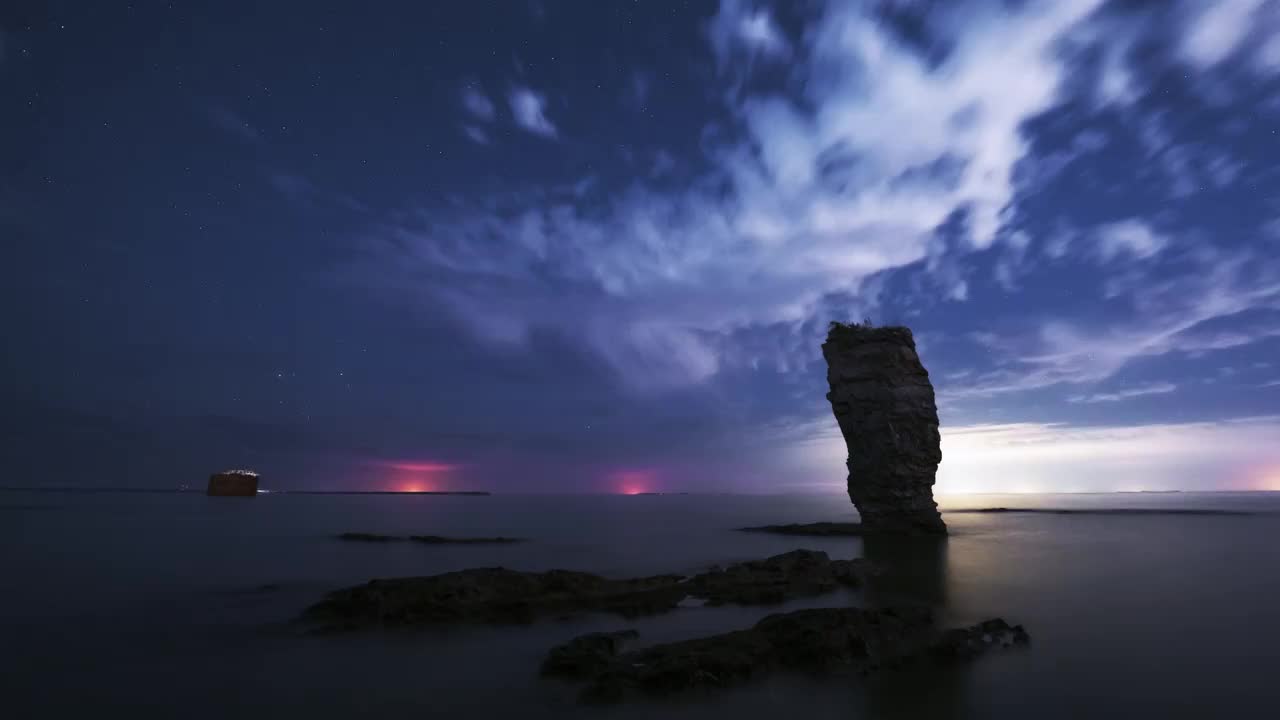 大连小黑石夜霞视频素材