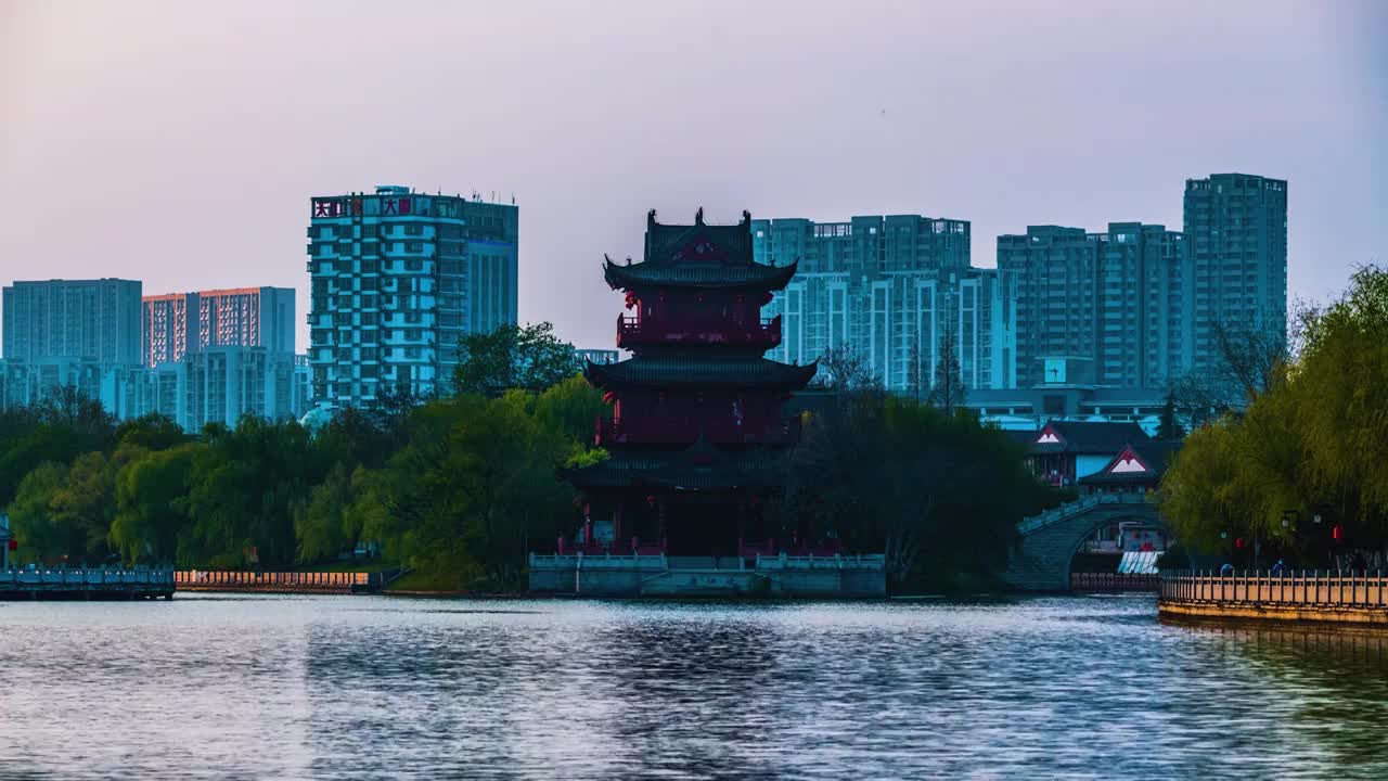 淮安清江浦日转夜延时摄影，江苏淮安视频素材