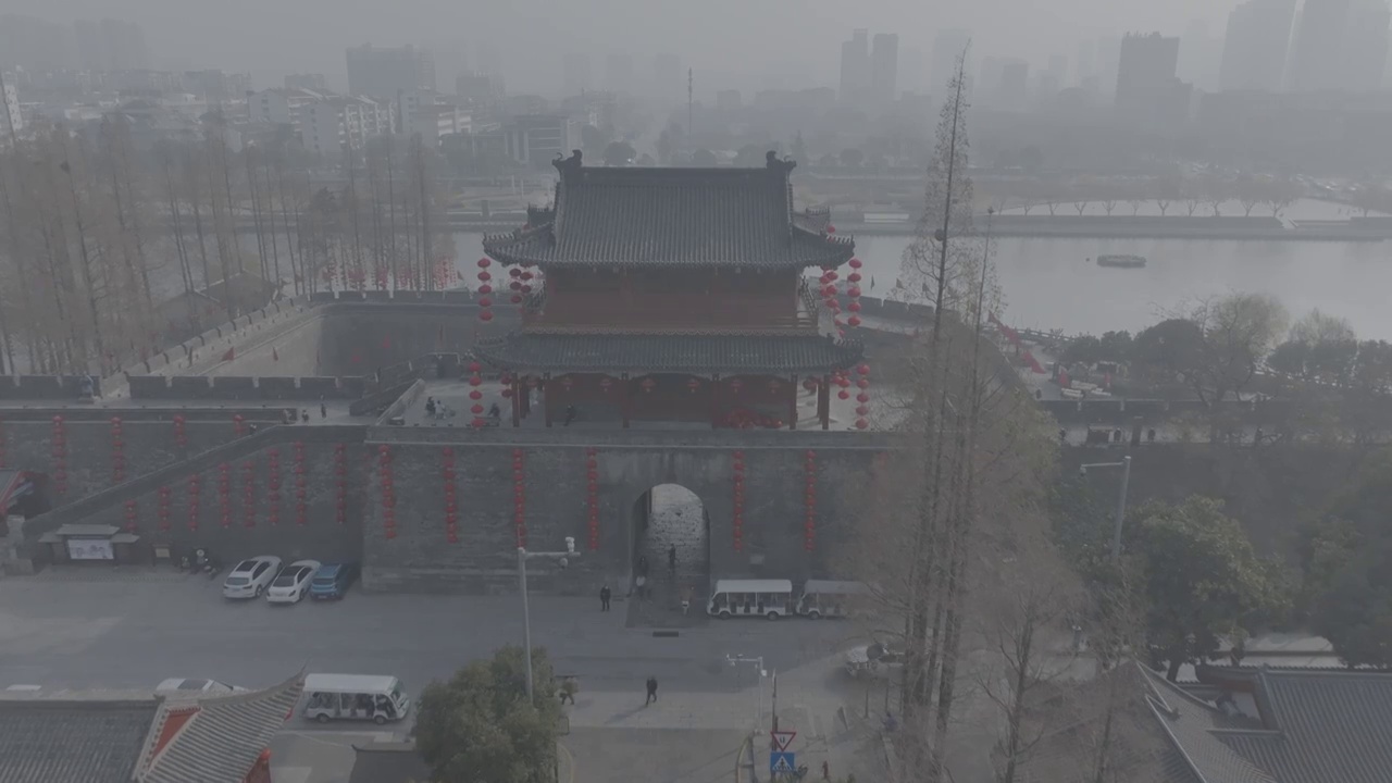 湖北荆州古城航拍DLOG素材视频素材