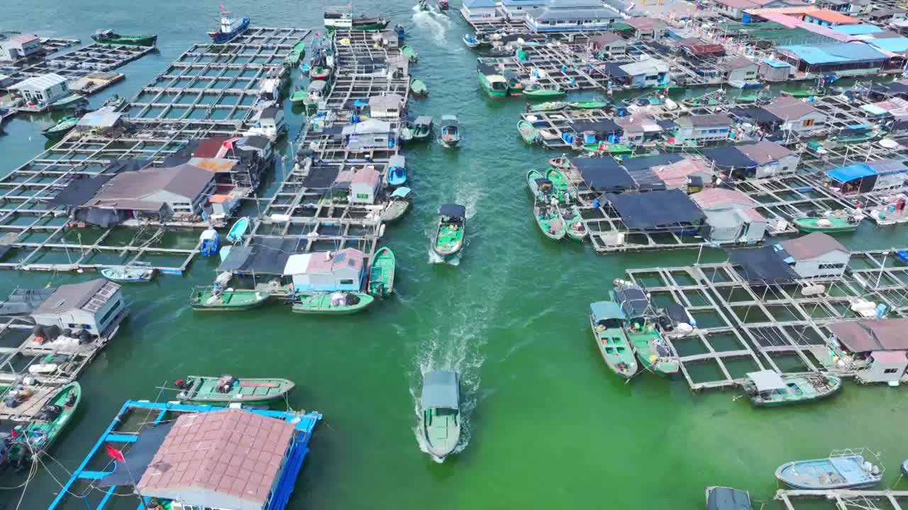 海南疍家鱼排航拍视频素材