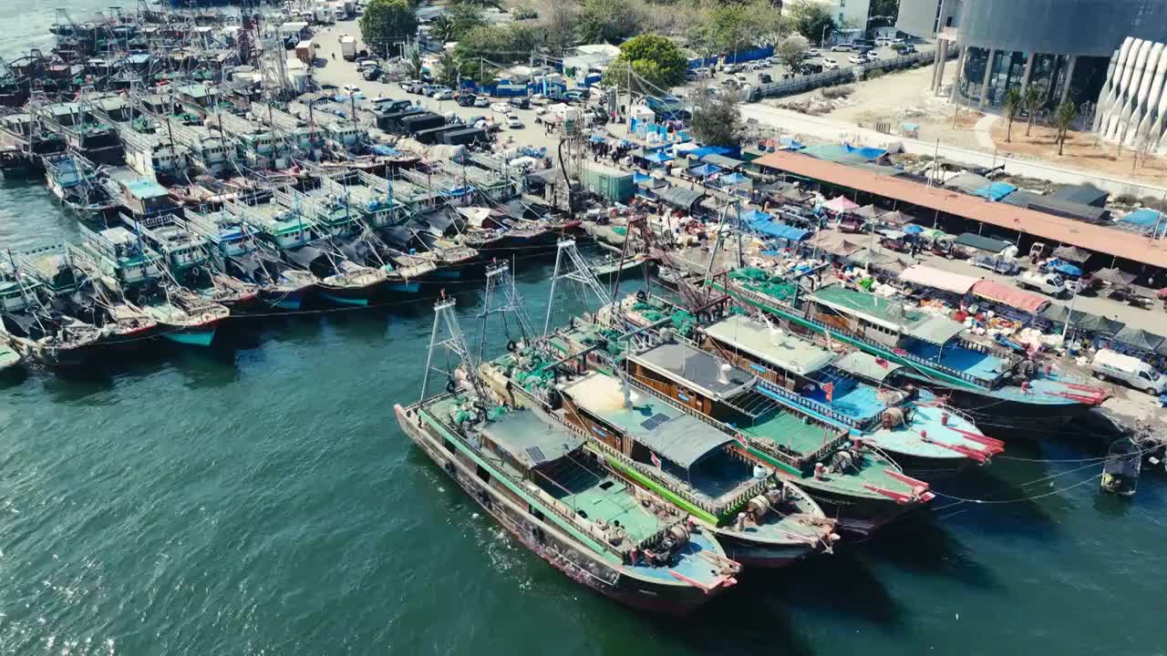 海南疍家鱼排航拍视频素材