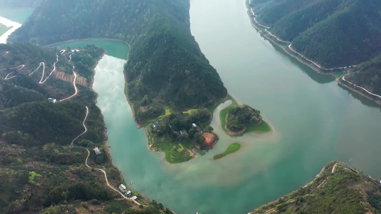 安徽黄山歙县武阳大川岛山水风光航拍合集视频素材