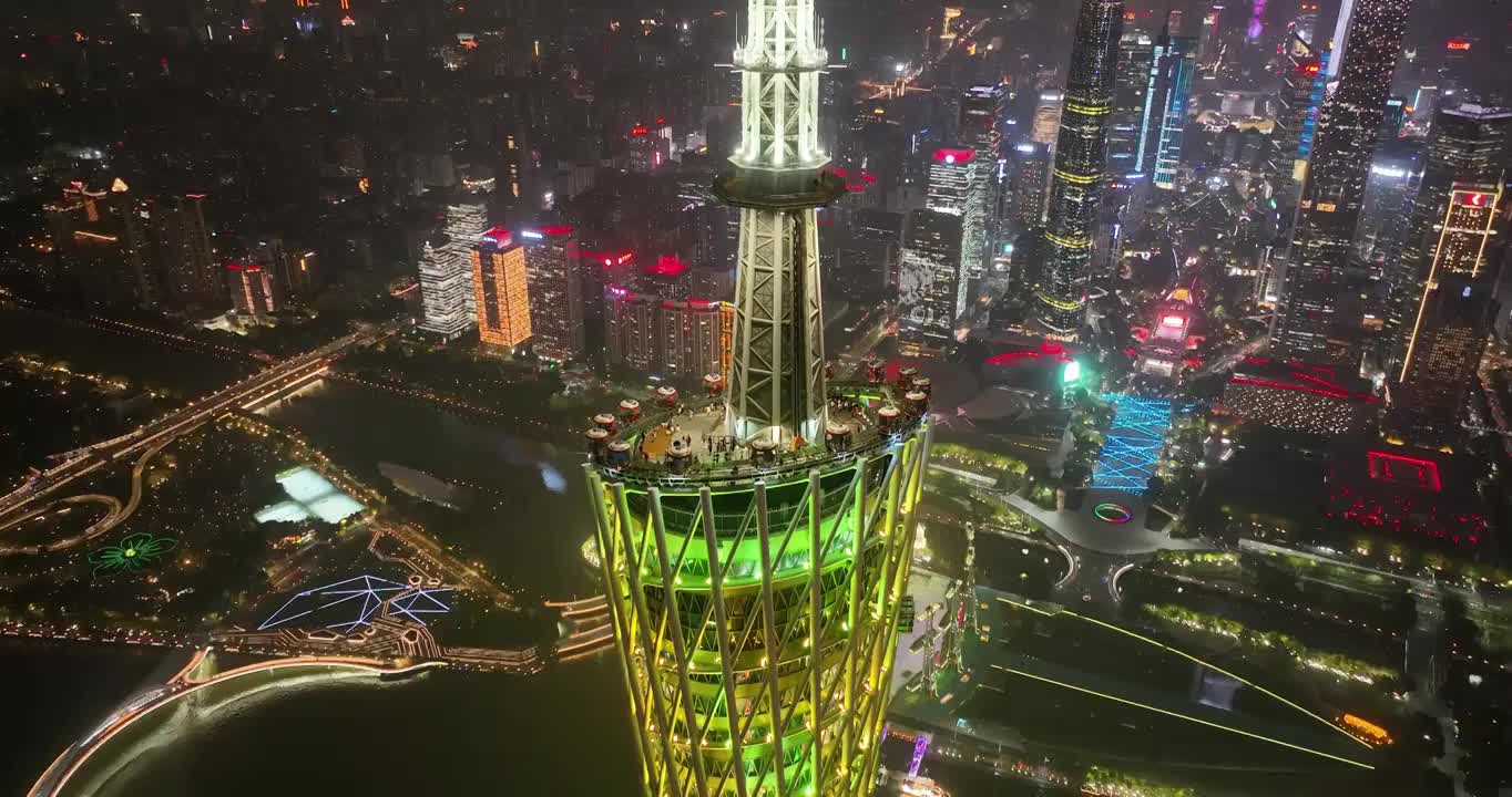 高空俯瞰广州夜景视频素材