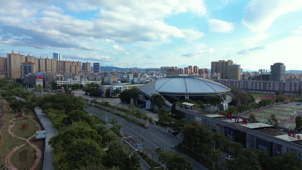 揭阳市 念慈体育馆 宝德时代广场 临江北路 航拍 榕江视频素材