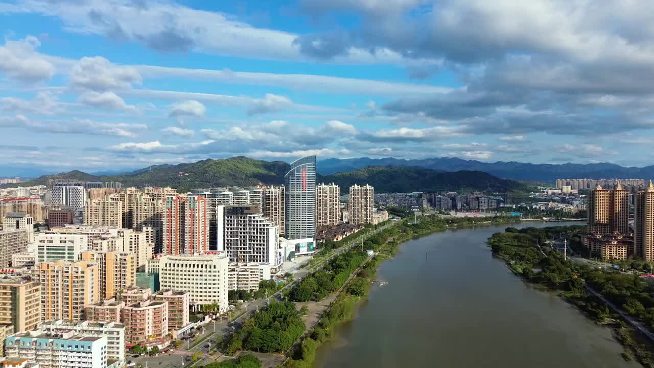 揭阳市 念慈体育馆 宝德时代广场 临江北路 航拍 榕江视频素材