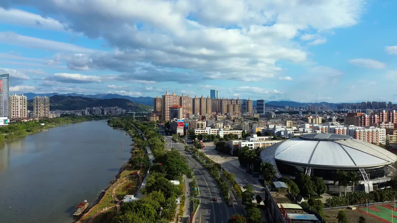 揭阳市 念慈体育馆 宝德时代广场 临江北路 航拍 榕江视频素材