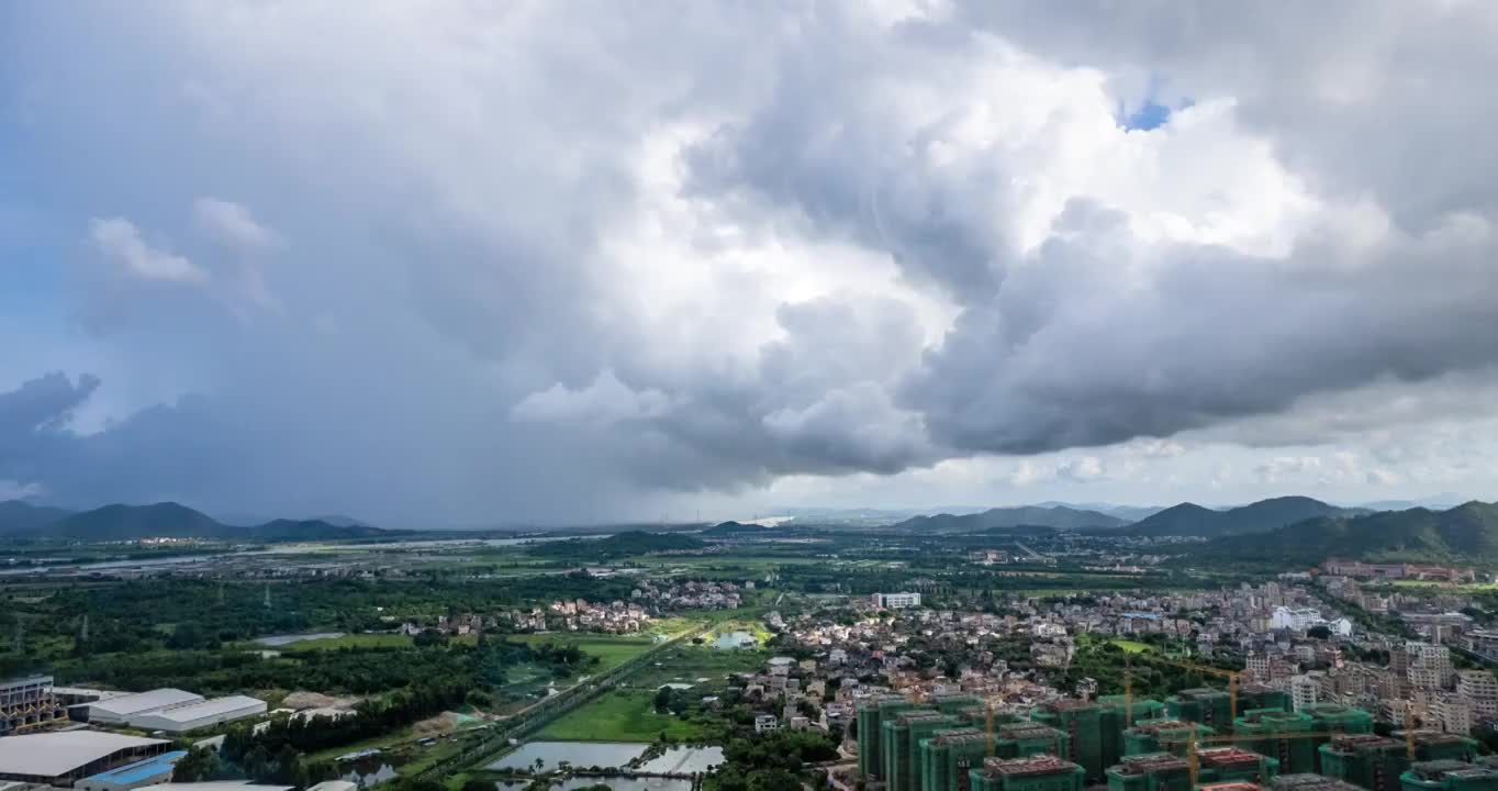 4k珠海斗门雨云蓝天白云航拍延时视频素材