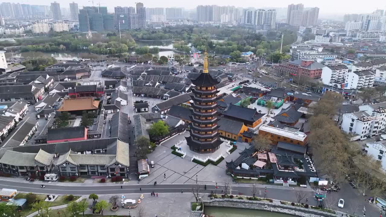 淮安文庙市场，慈云禅寺，国师塔，江苏淮安视频素材