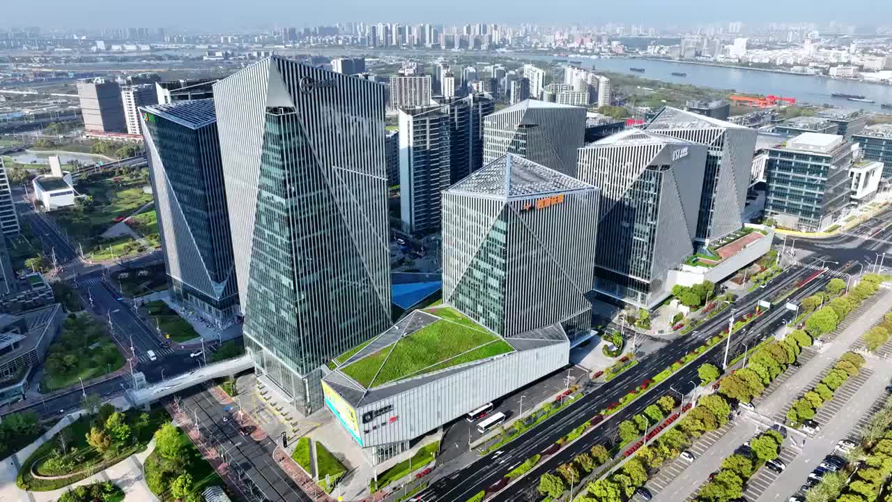 上海东方体育中心浦东建设上海地标前滩发展视频素材