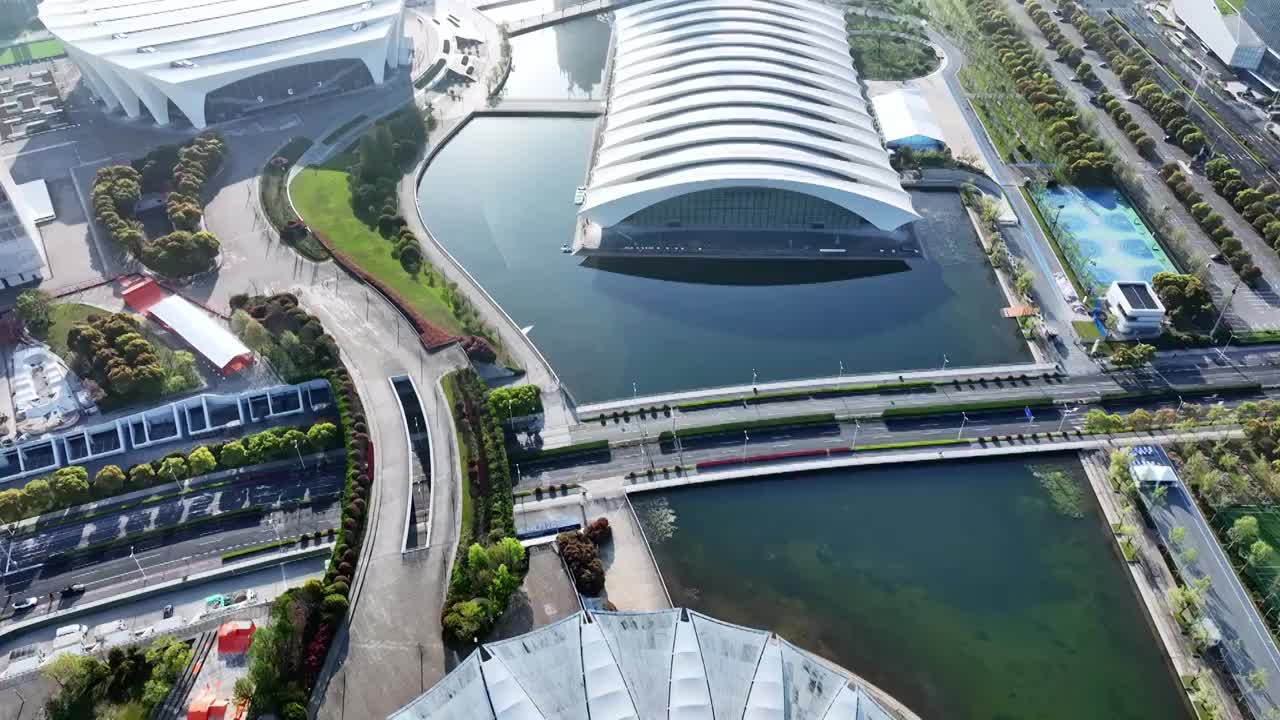 上海东方体育中心浦东建设前滩发展上海地标特写视频素材