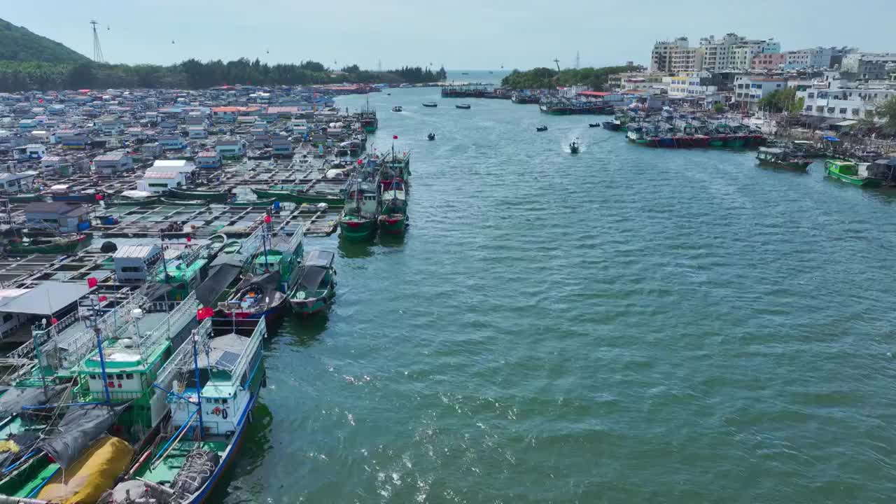 海南疍家鱼排航拍视频素材