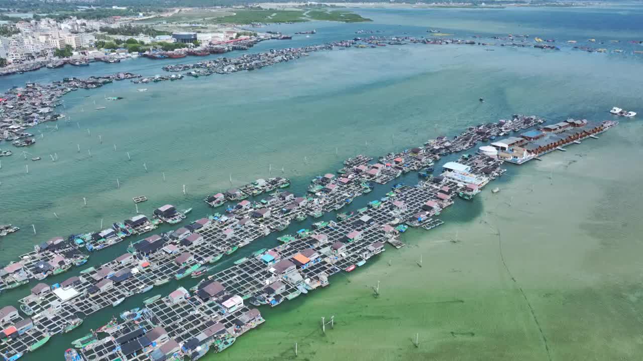 海南疍家鱼排航拍视频素材