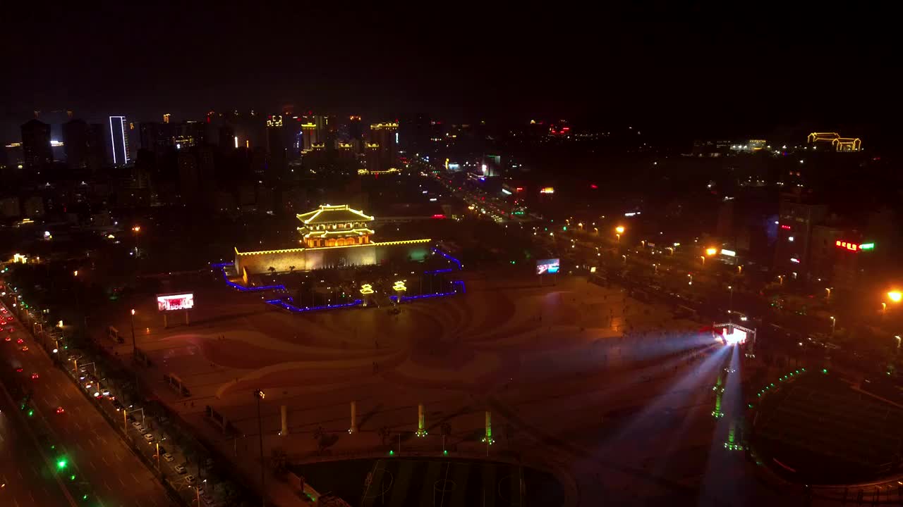 揭阳 揭阳楼广场夜景 万达广场 汇金中心 榕江 揭东大道 榕城区视频素材