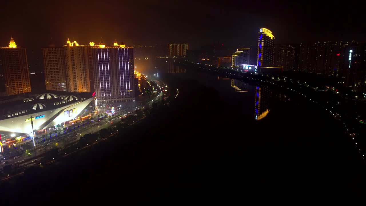 揭阳 揭阳楼广场夜景 万达广场 汇金中心 榕江 揭东大道 榕城区视频素材