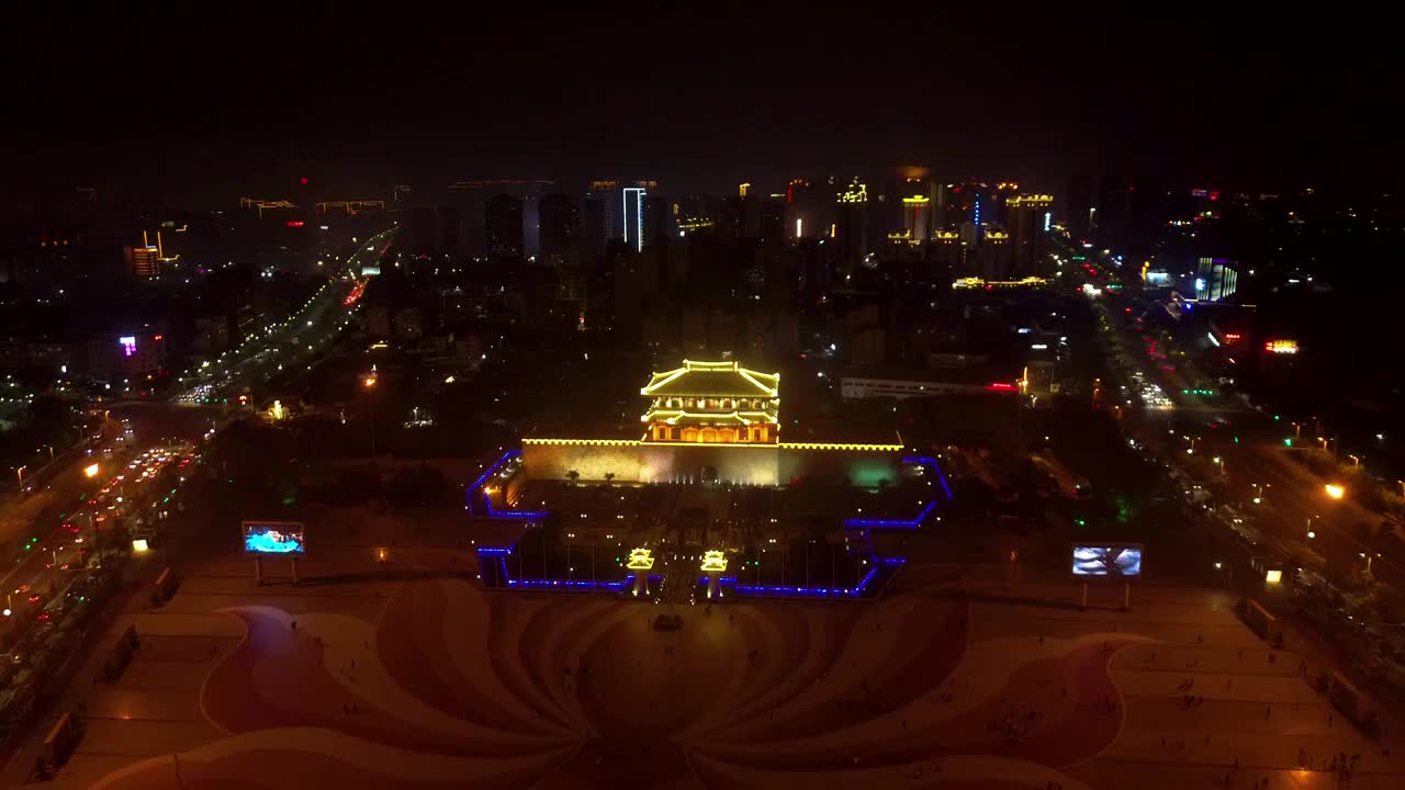 揭阳 揭阳楼广场夜景 万达广场 汇金中心 榕江 揭东大道 榕城区视频素材