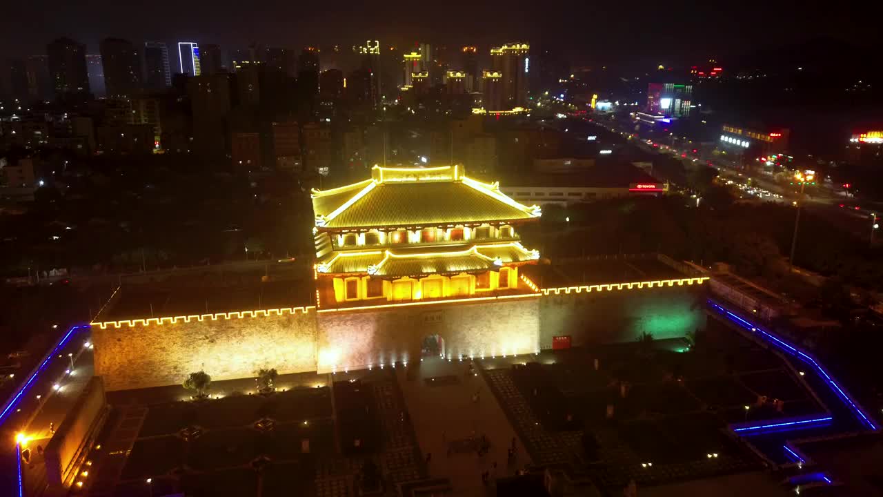 揭阳 揭阳楼广场夜景 万达广场 汇金中心 榕江 揭东大道 榕城区视频素材