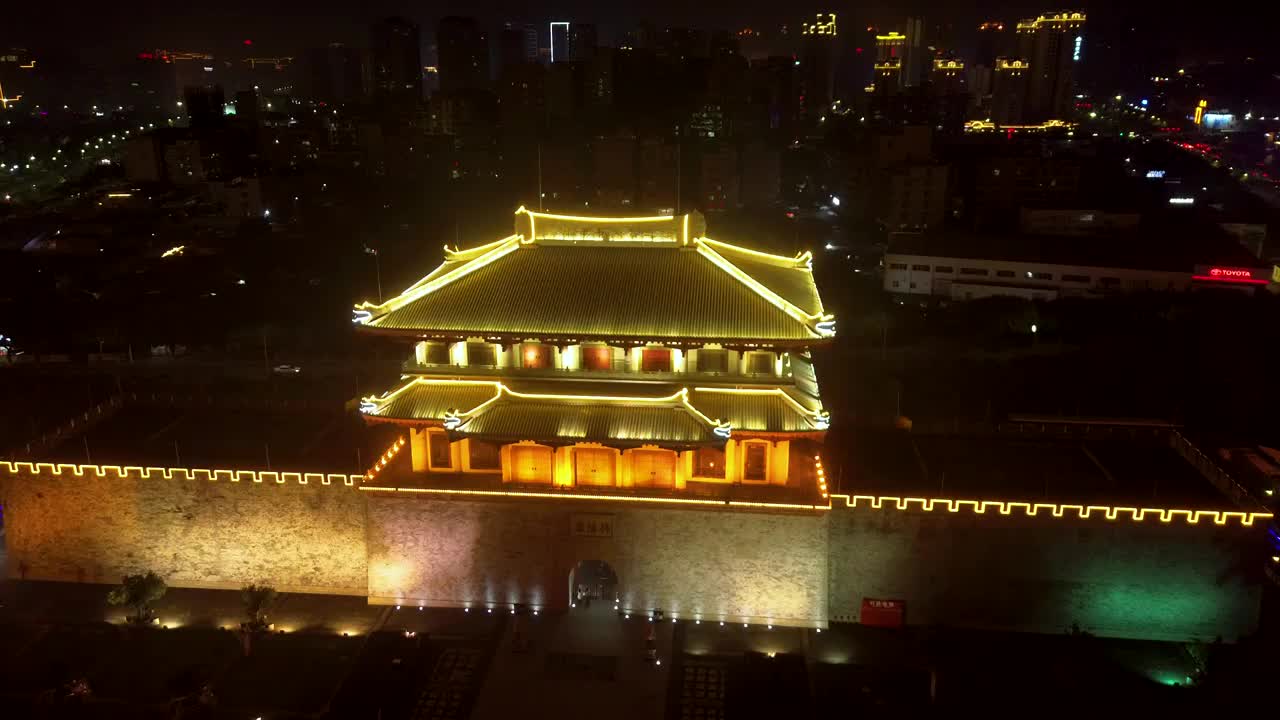 揭阳 揭阳楼广场夜景 万达广场 汇金中心 榕江 揭东大道 榕城区视频素材