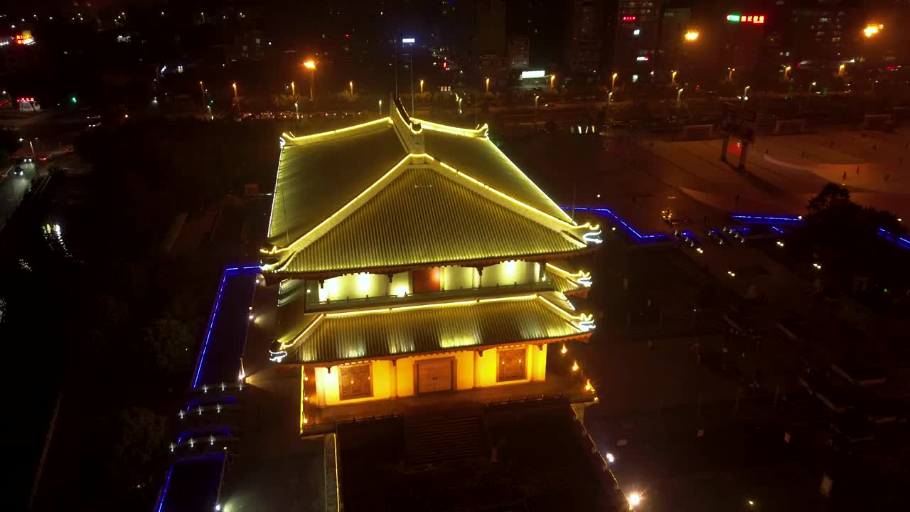 揭阳 揭阳楼广场夜景 万达广场 汇金中心 榕江 揭东大道 榕城区视频素材