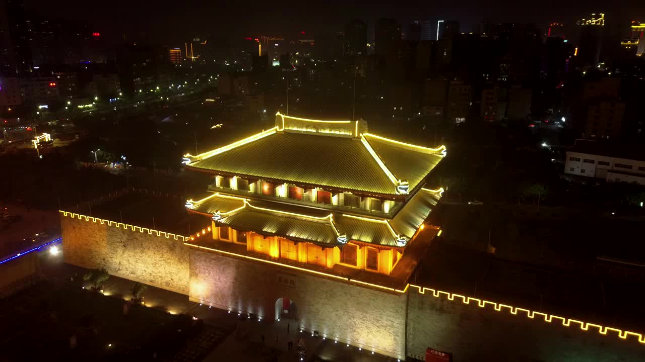 揭阳 揭阳楼广场夜景 万达广场 汇金中心 榕江 揭东大道 榕城区视频素材