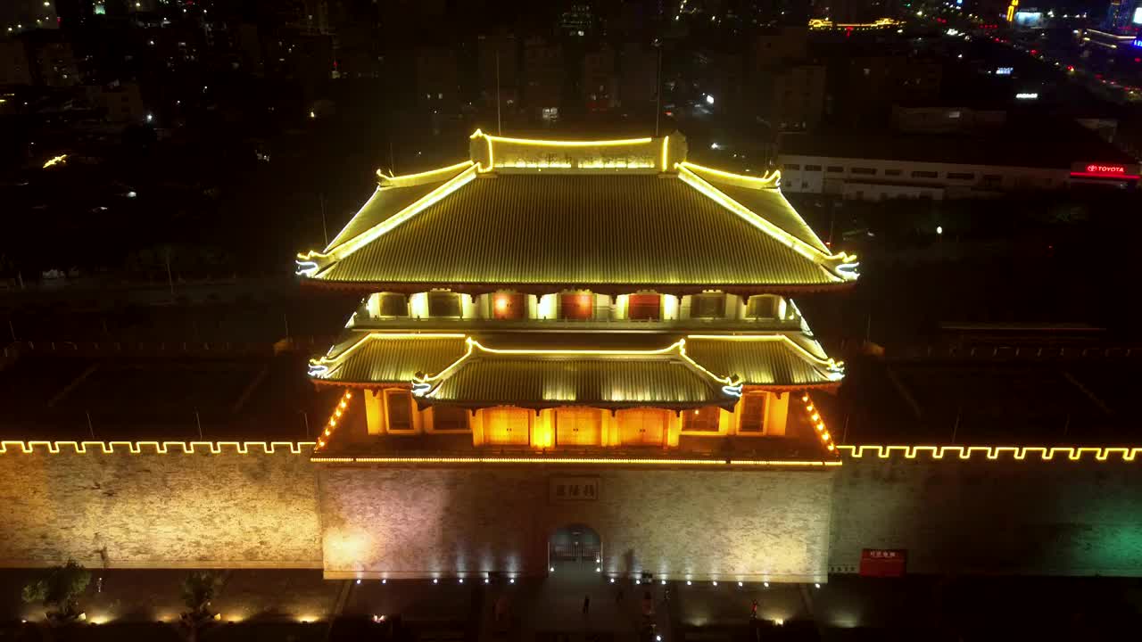 揭阳 揭阳楼广场夜景 万达广场 汇金中心 榕江 揭东大道 榕城区视频素材