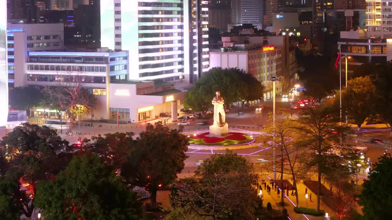 广州越秀区海珠广场繁华夜市灯火通明热闹非凡霓虹璀璨闪烁车水马龙不夜城人来人往繁华迷人壮美风景延时视频视频素材