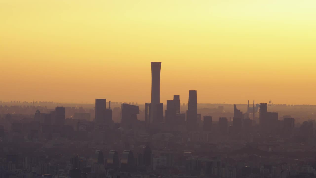 北京城市天际线清晨 国贸中国尊CBD视频素材