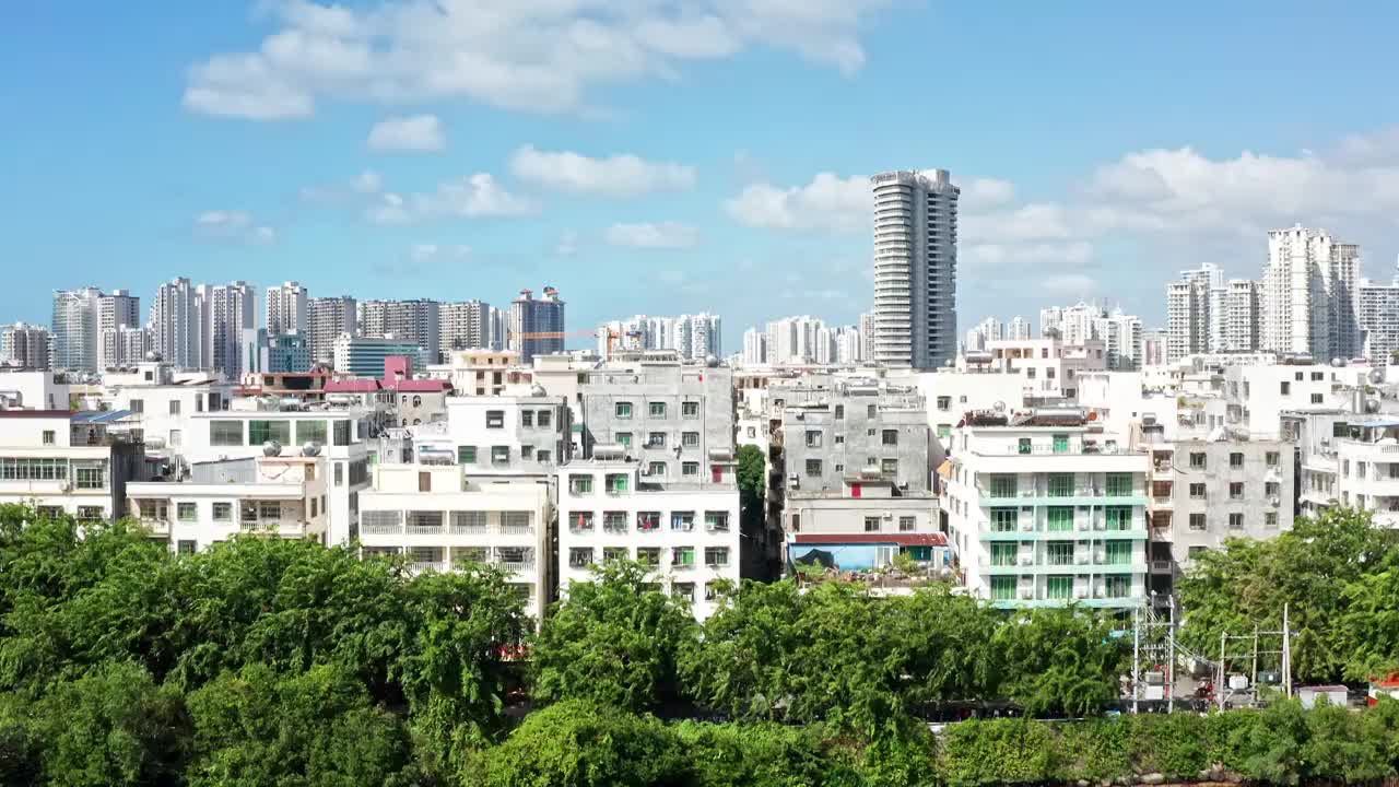 海南省三亚市城中村月川社区居民区和中央商务区视频素材