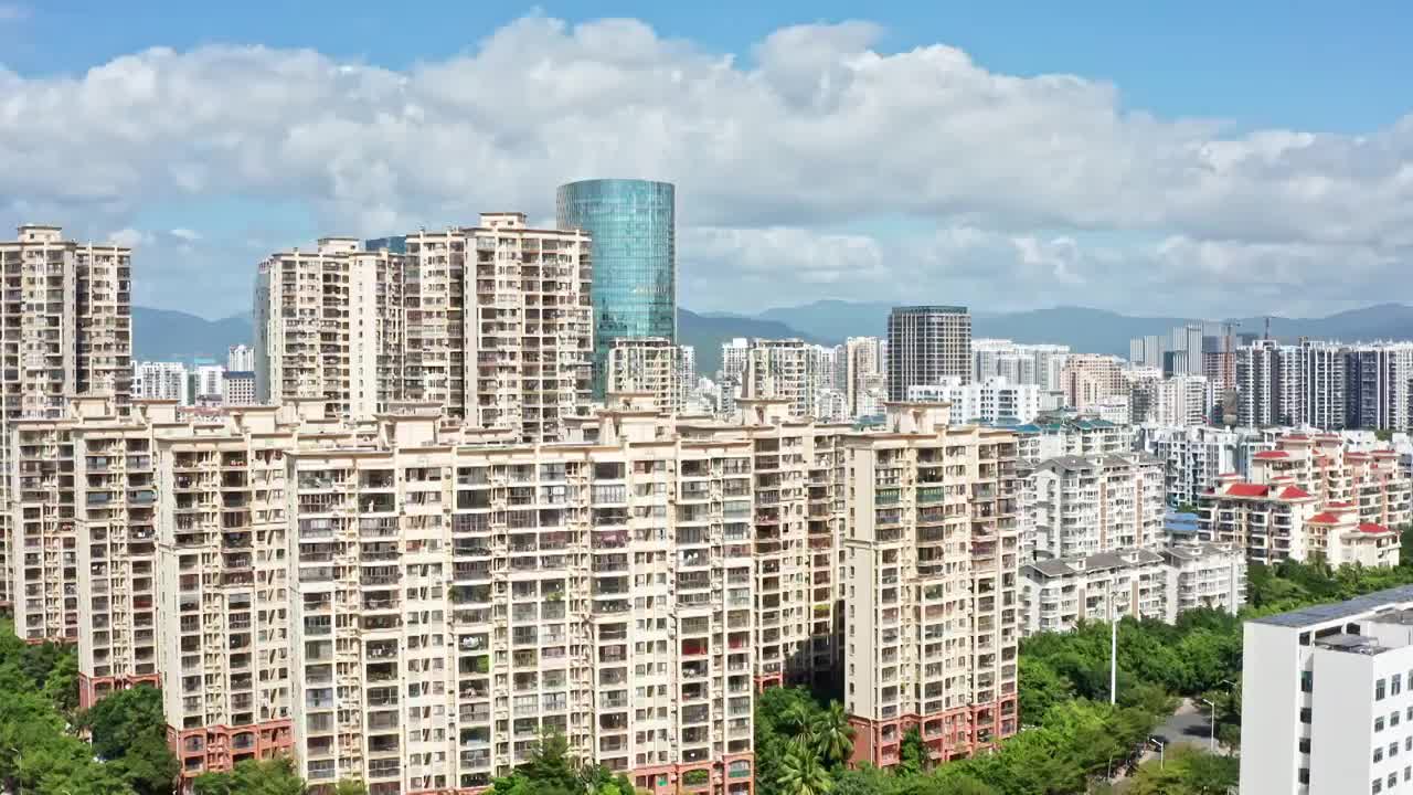 海南省三亚市城中村月川社区居民区和中央商务区视频素材