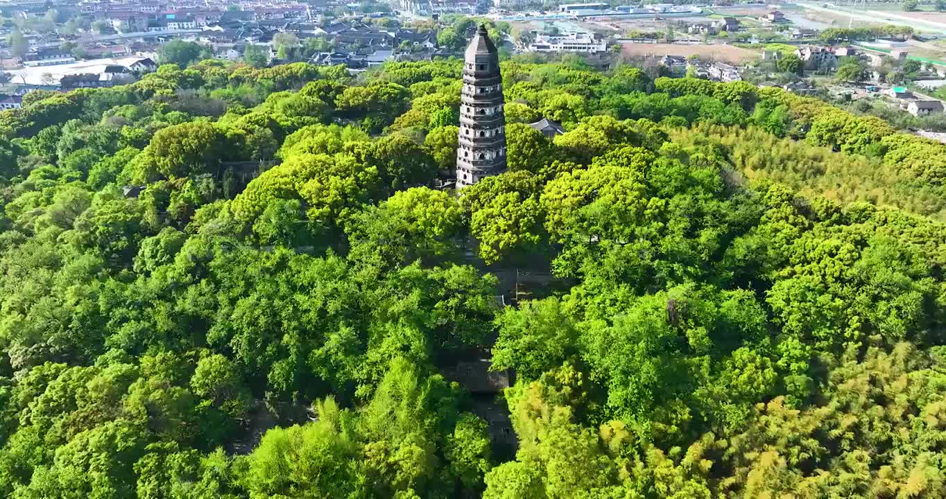 苏州，虎丘风景名胜区，春季航拍视频素材