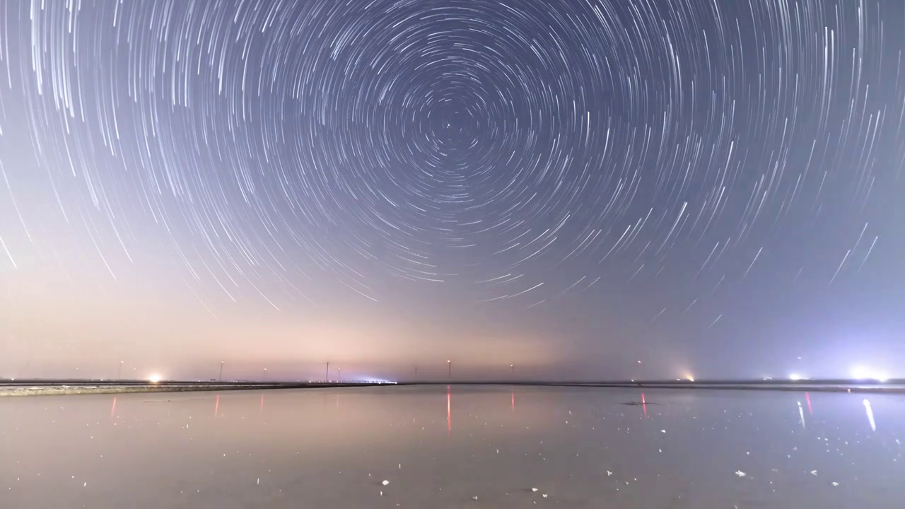 上海崇明东滩星空4k延时视频素材