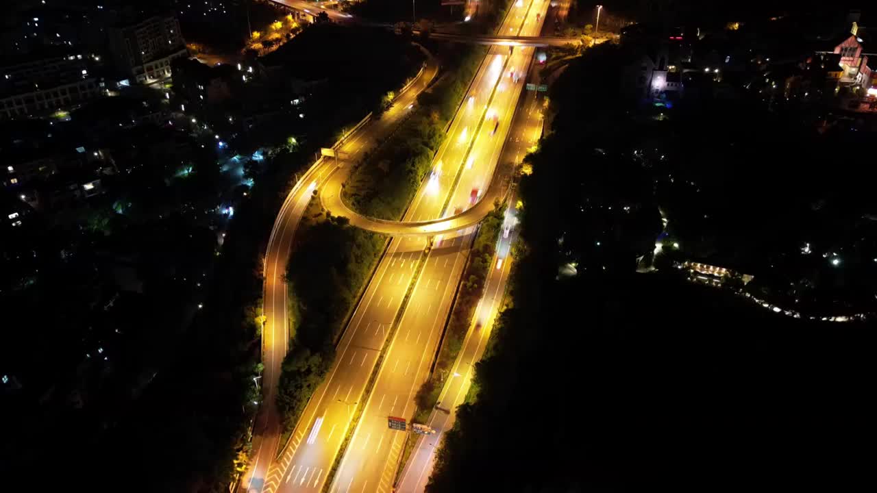 高速公路立交桥夜景延时视频素材