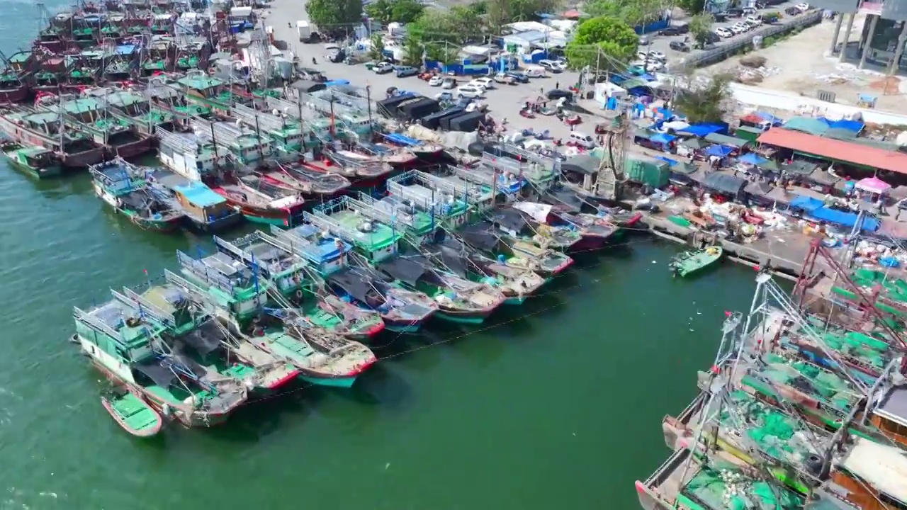 海南疍家鱼排航拍视频素材