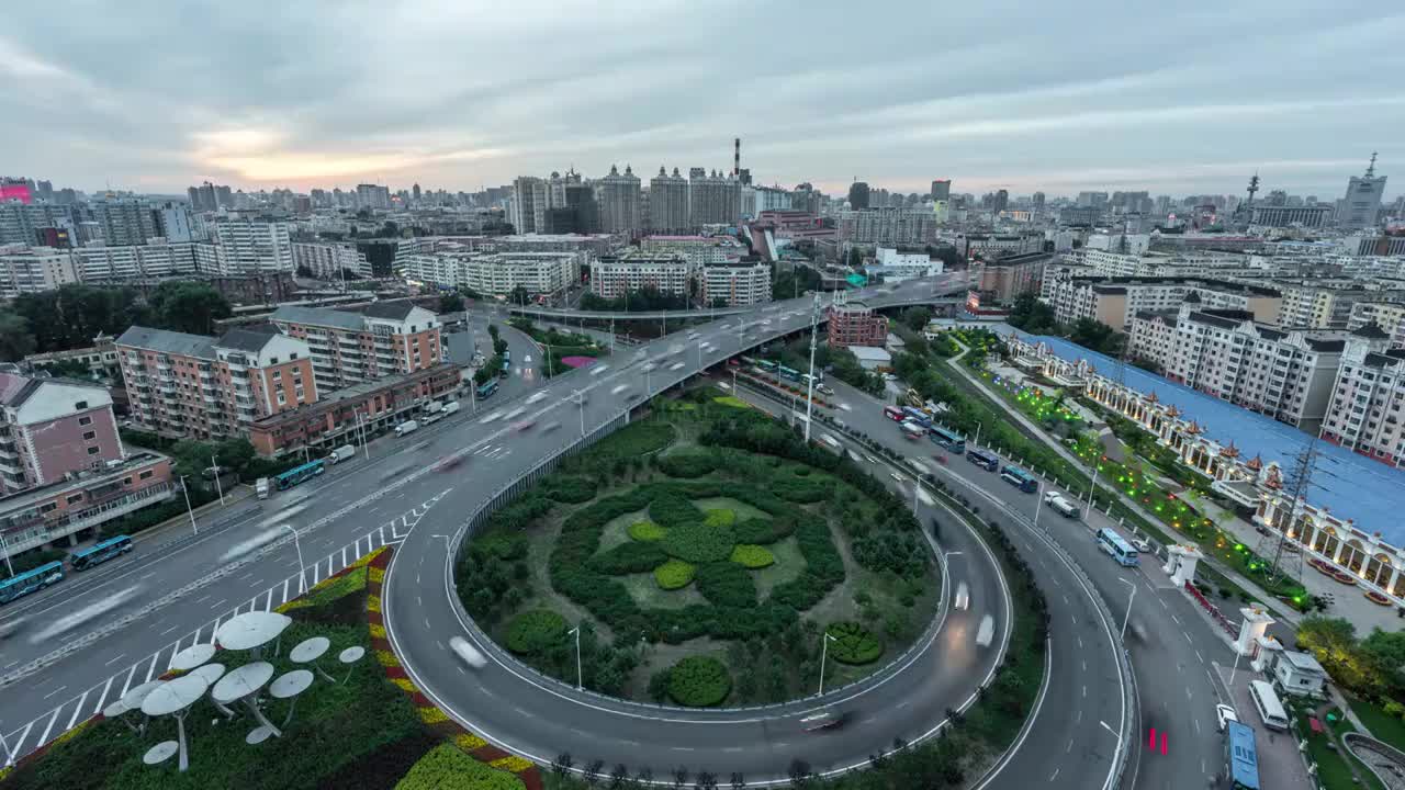 哈尔滨城市延时摄影空镜视频素材