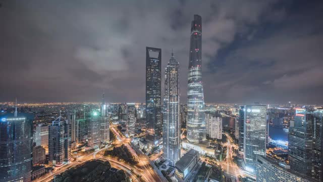 上海陆家嘴建筑夜景视频素材