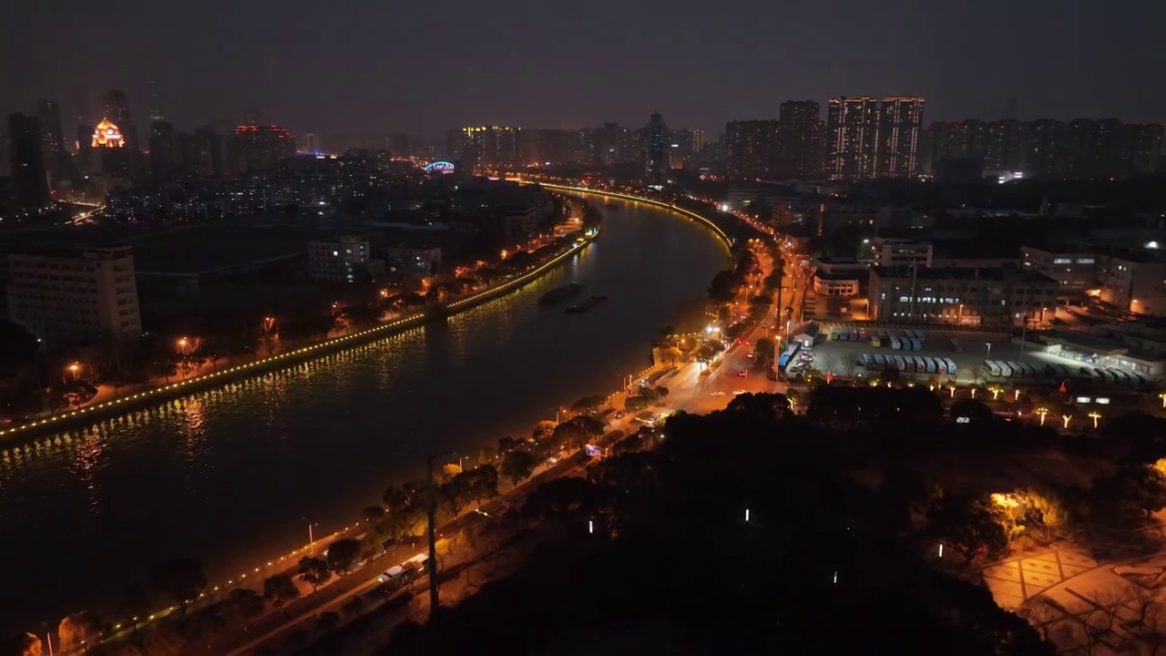 江苏省无锡市梁溪区京杭运河夜景视频素材