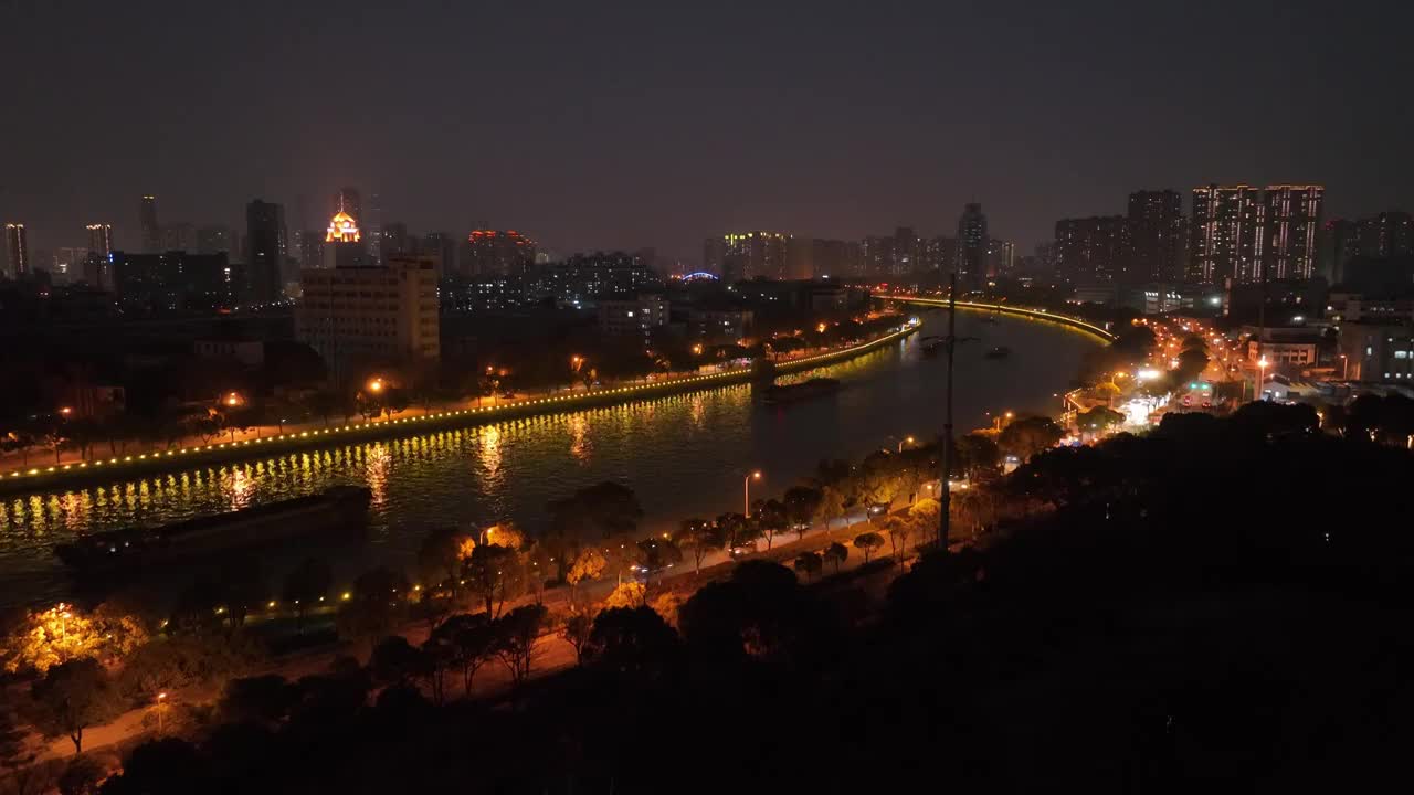 江苏省无锡市梁溪区京杭运河夜景视频素材