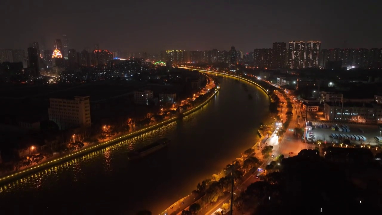 江苏省无锡市梁溪区京杭运河夜景视频素材