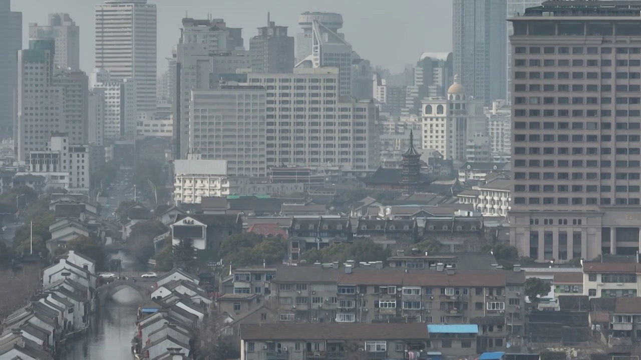 无锡市梁溪区清名桥古运河景区与南禅寺视频素材