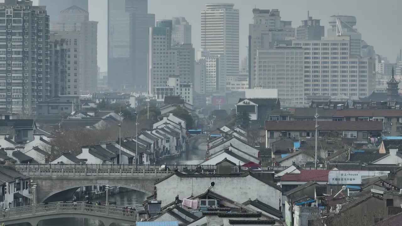 江苏省无锡市梁溪区清名桥古运河景区视频素材