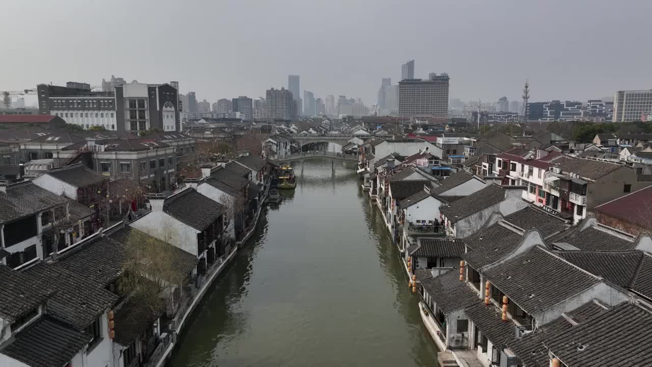 江苏省无锡市梁溪区清名桥古运河景区视频素材