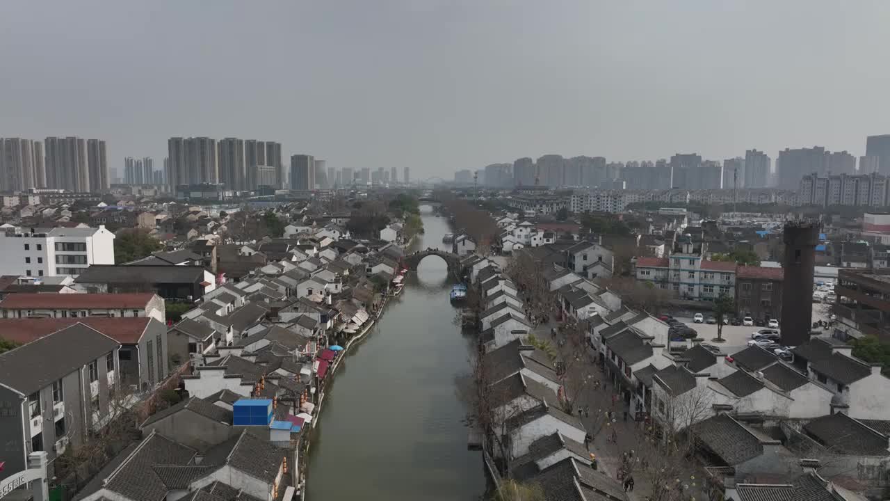 无锡市梁溪区清名桥古运河景区-古运河与伯渎河视频素材