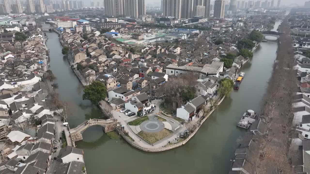 无锡市梁溪区清名桥古运河景区-古运河与伯渎河视频素材