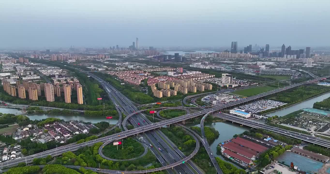 常台高速，京沪高速，苏州北枢纽航拍视频素材