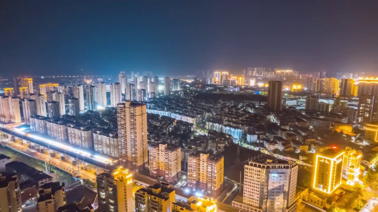 8K湖北咸宁城市夜景车流延时视频素材