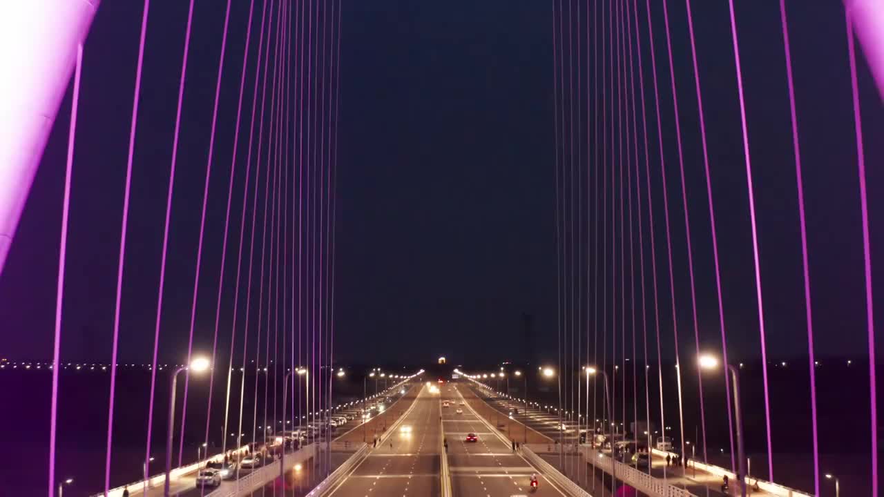 亚洲中国焦作市民主南路沙河桥夜景视频素材