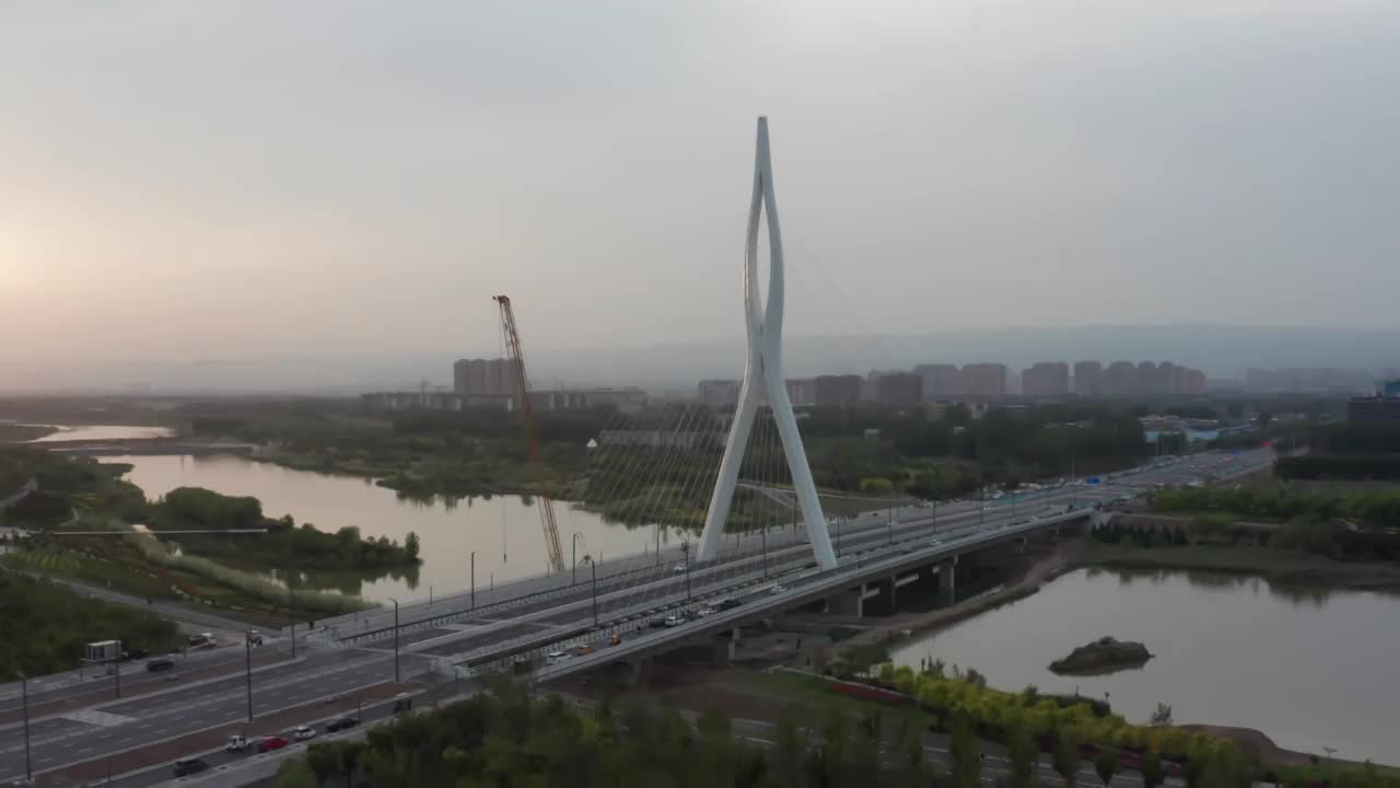 亚洲中国焦作市民主南路沙河桥夜景视频素材